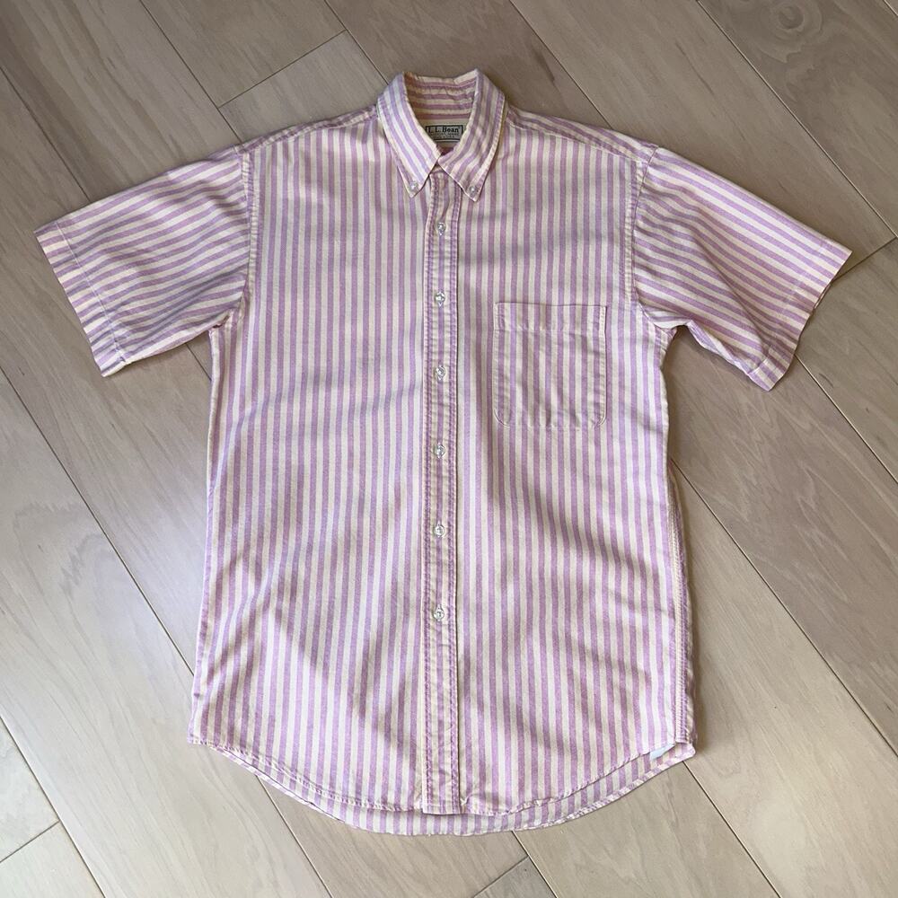Vintage L.L. Bean Button Up Striped Shirt Short Sleeve *Stain Men’s Small